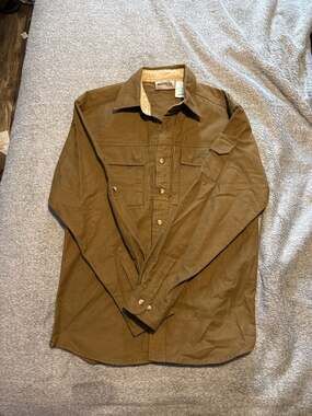 Natural Gear Men's Brown Cotton Canvas Long Sleeve Field Shirt Size Medium